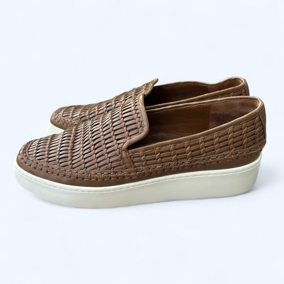 Vince Shoes - Vince Stafford Woven Leather Slip On Platform Loafer Sneakers Women's Size 8 M